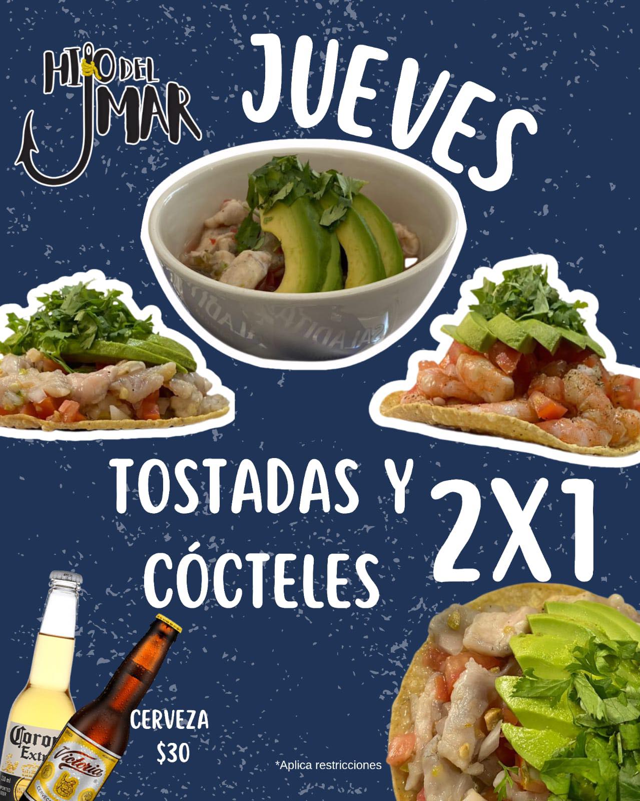 Jueves 2x1 Tostadas y Cócteles